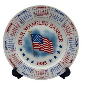 1985 Star Spangled Banner Calendar Plate Spencer Gifts Series X 9" Patriotic